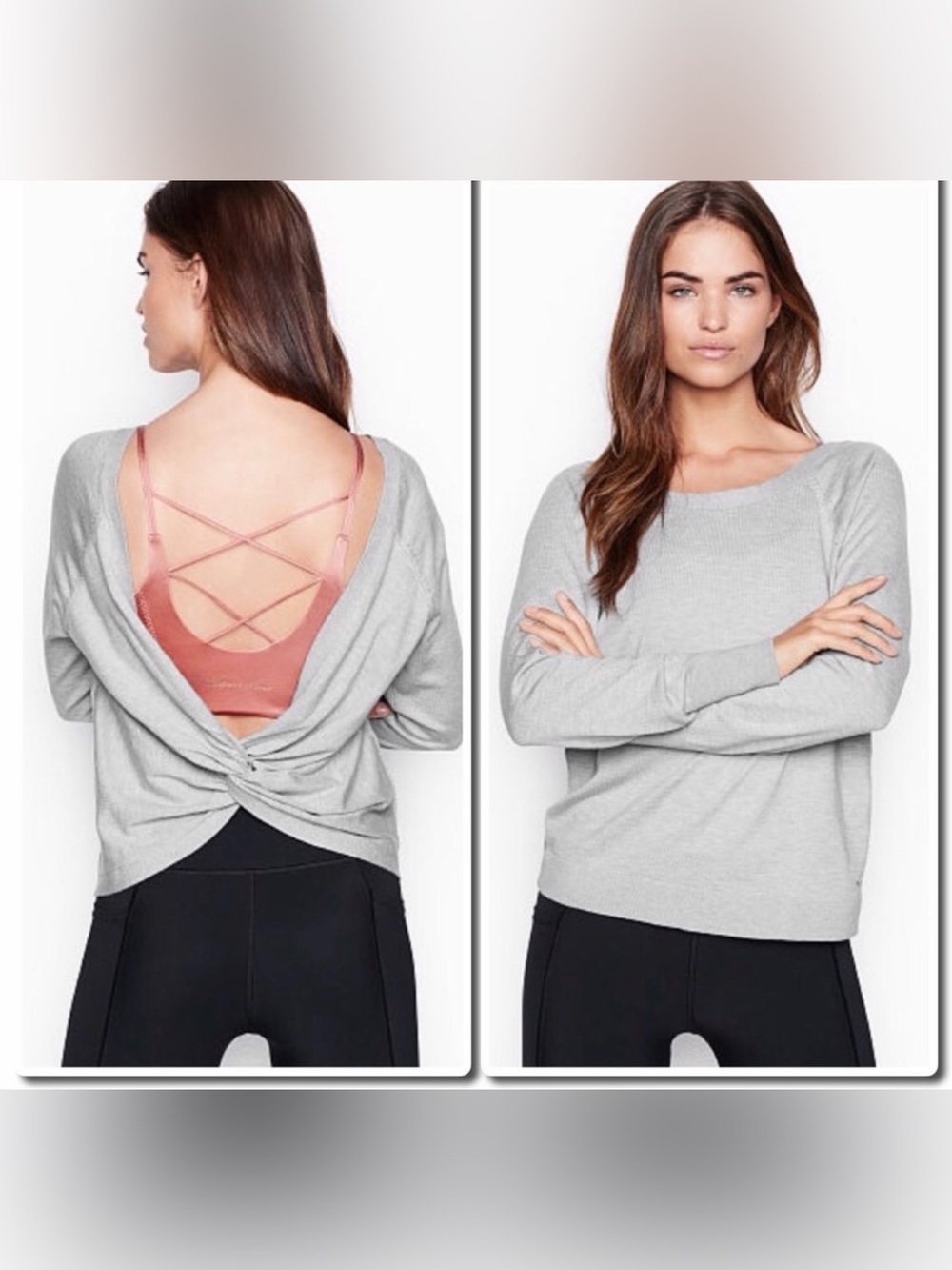 Victoria's Secret-SMALL Two Way Sweater Gray Long Sleeve Top - NEW!
